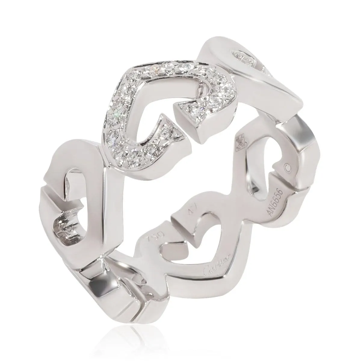 117176 , Cartier C Heart of Cartier Diamond Ring in 18K  White Gold 0.13 CTW, Size: 47