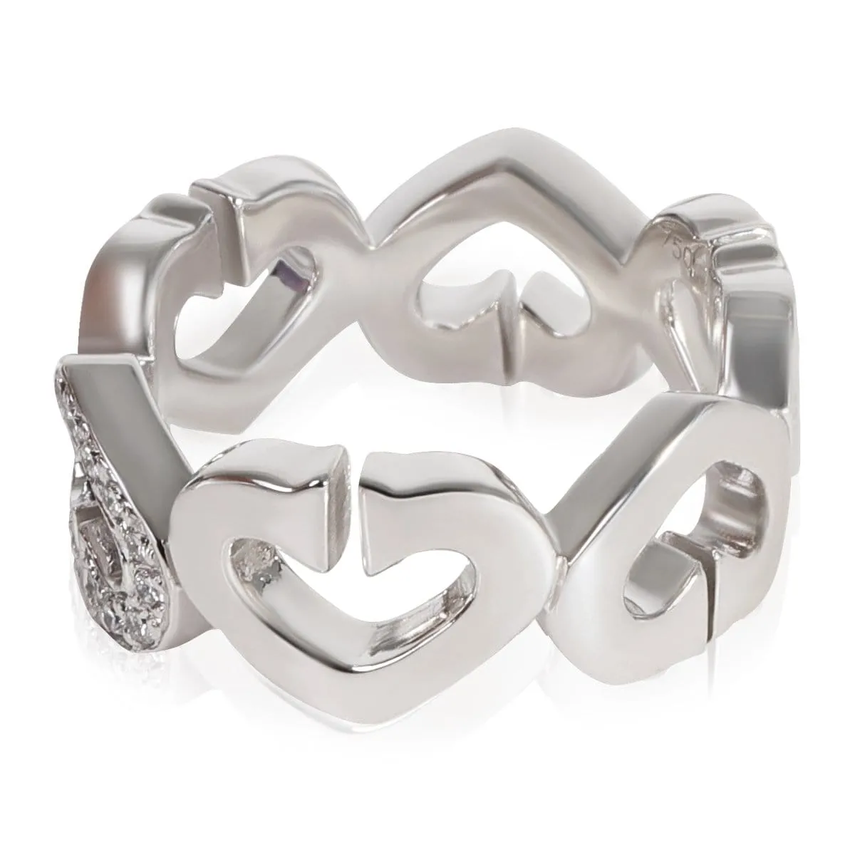 117176 , Cartier C Heart of Cartier Diamond Ring in 18K  White Gold 0.13 CTW, Size: 47