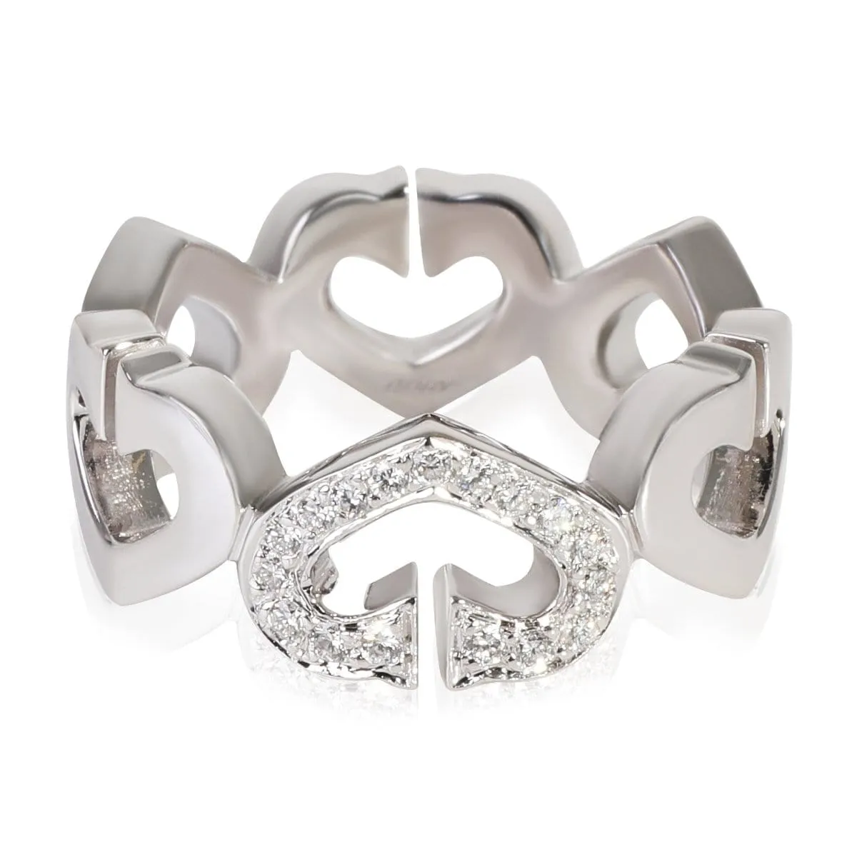 117176 , Cartier C Heart of Cartier Diamond Ring in 18K  White Gold 0.13 CTW, Size: 47