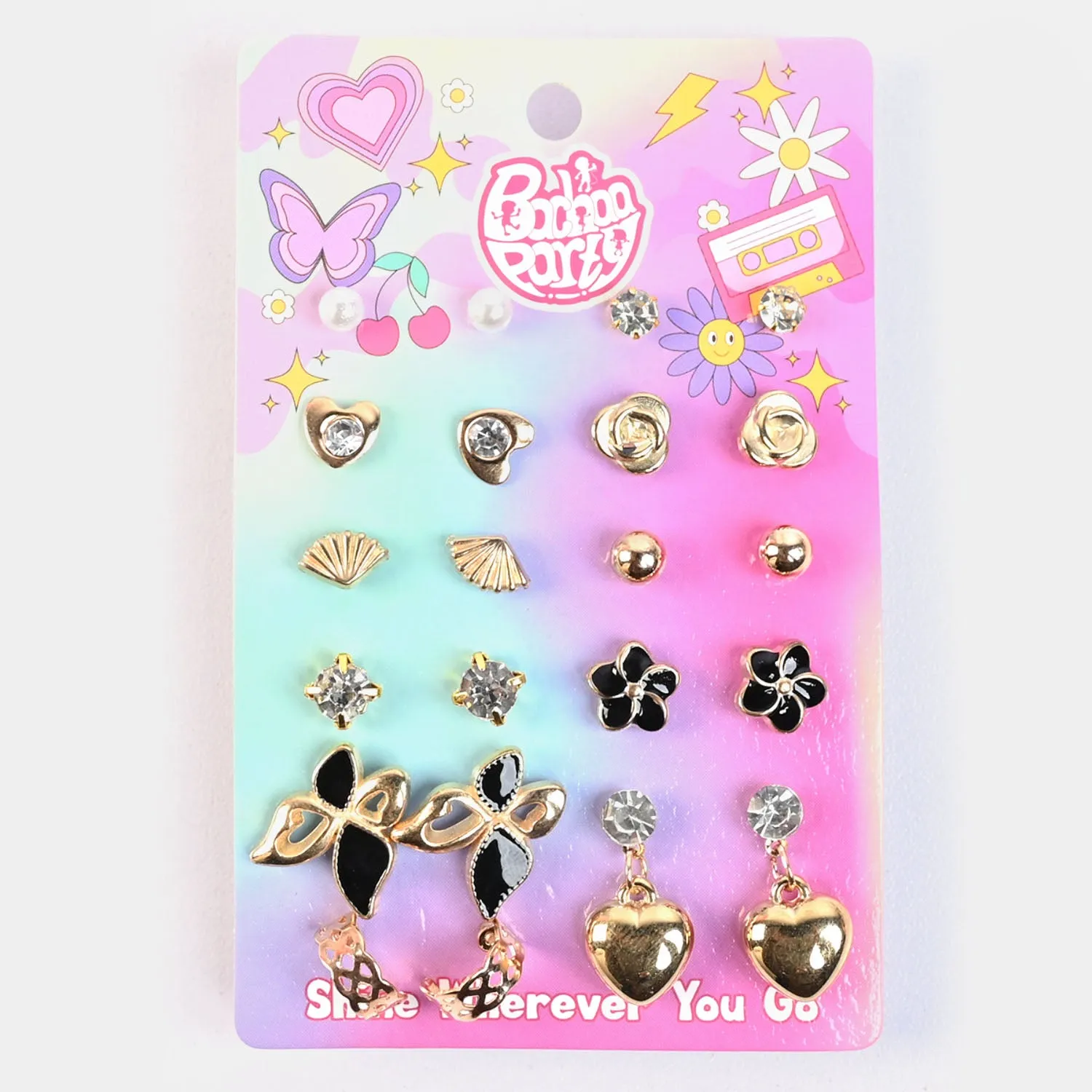 12 Pairs Charming Ears Studs/Tops For Girls