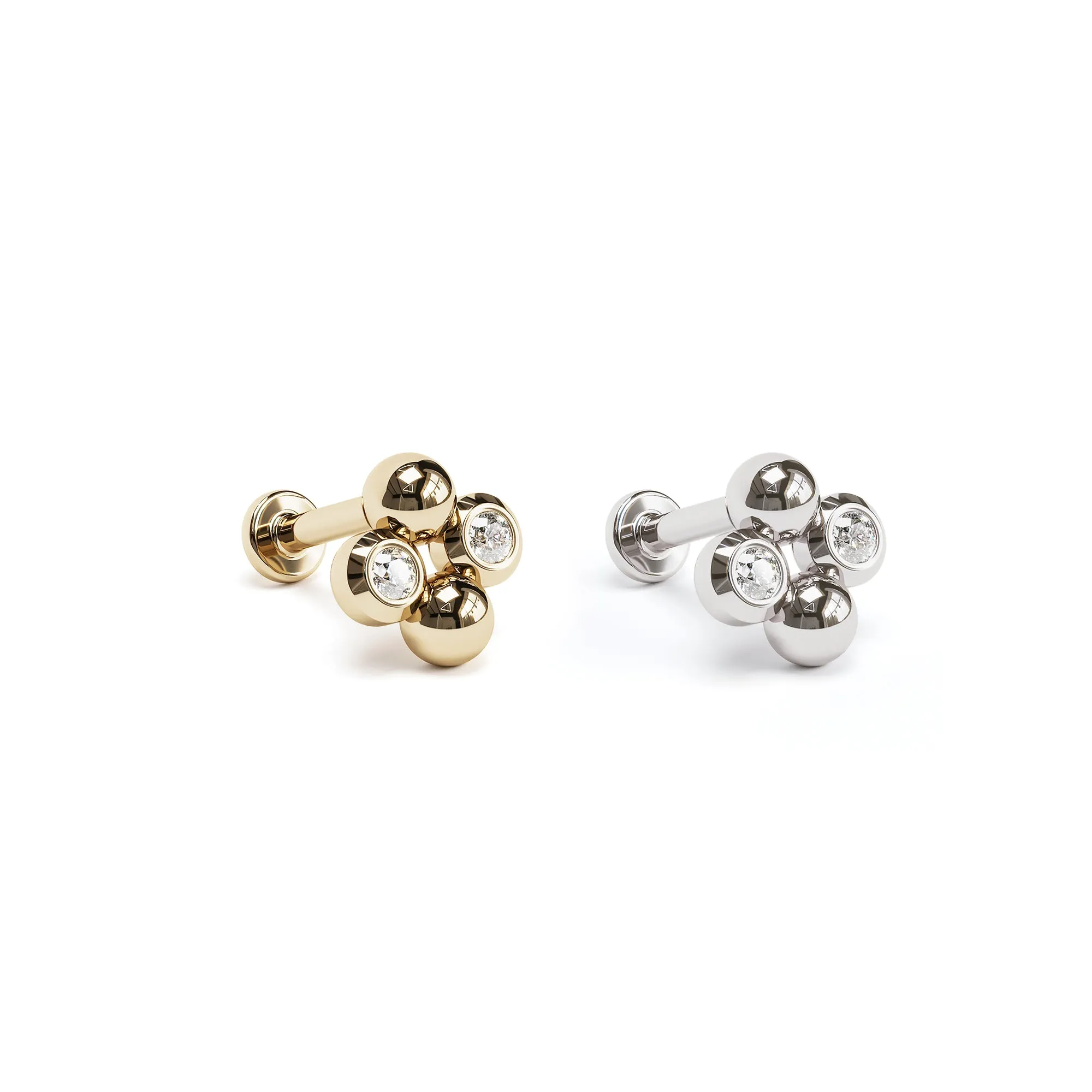 14K Gold Bezel-Set Diamond Bead Stud