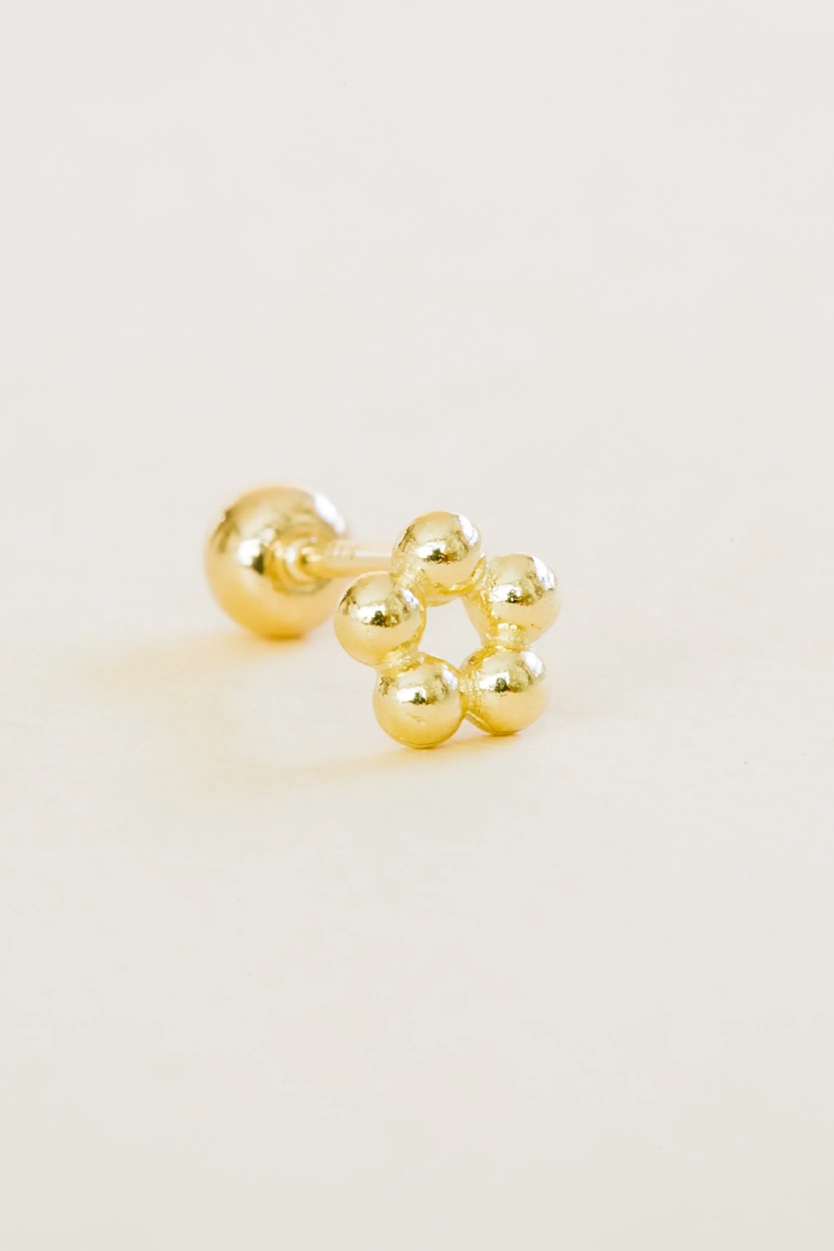 14k Gold Jewelry Octagon Bead Barbell Ear Stud Piercing