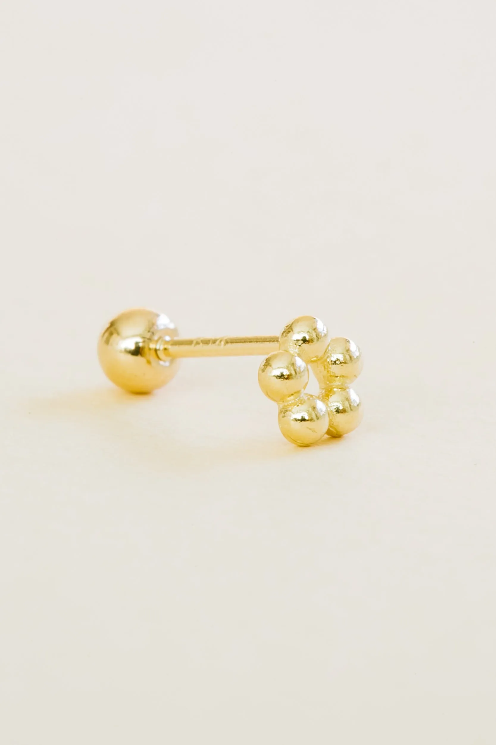 14k Gold Jewelry Octagon Bead Barbell Ear Stud Piercing