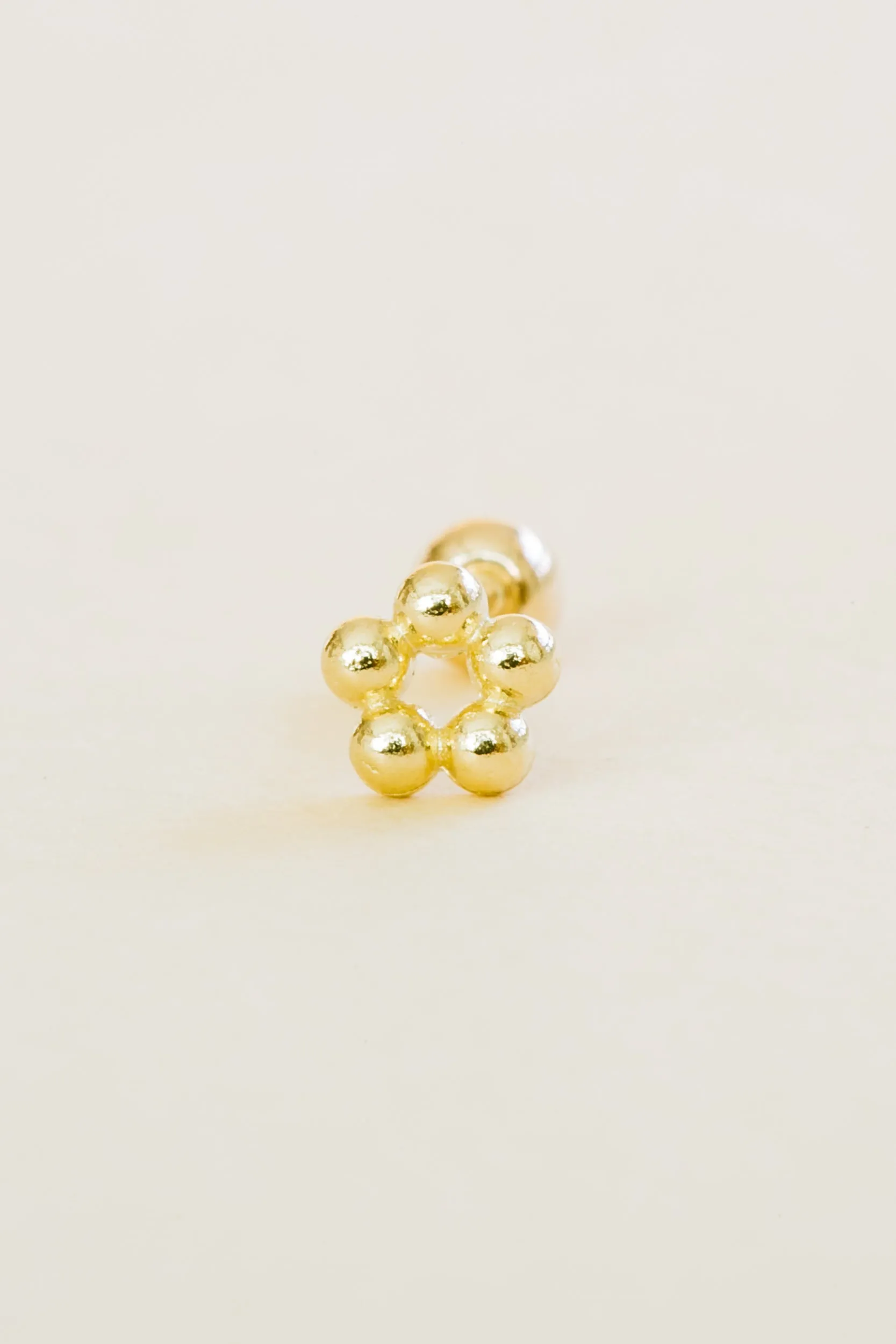 14k Gold Jewelry Octagon Bead Barbell Ear Stud Piercing