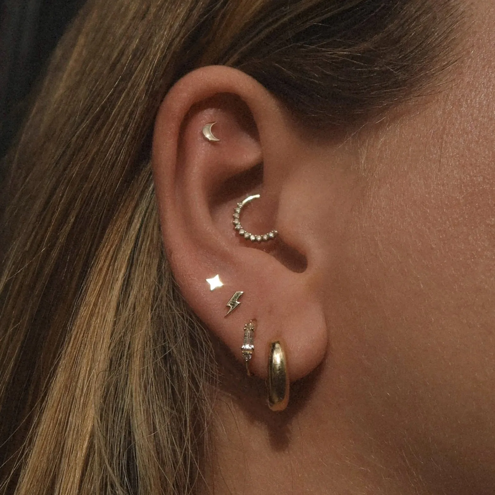 14k Moon River Stud