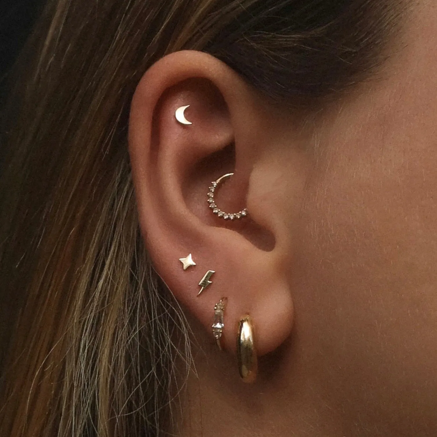 14k Moon River Stud