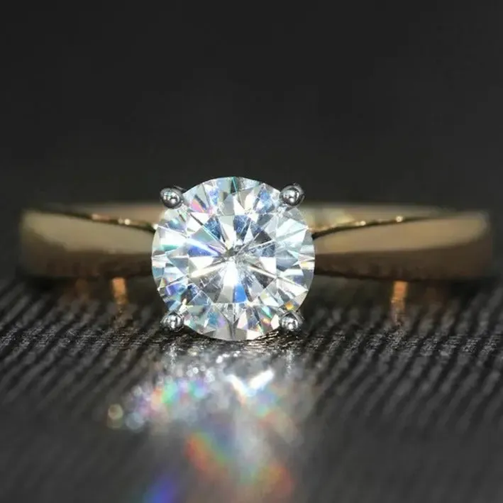 14k Yellow & White Gold Vintage Moissanite Ring 1ct