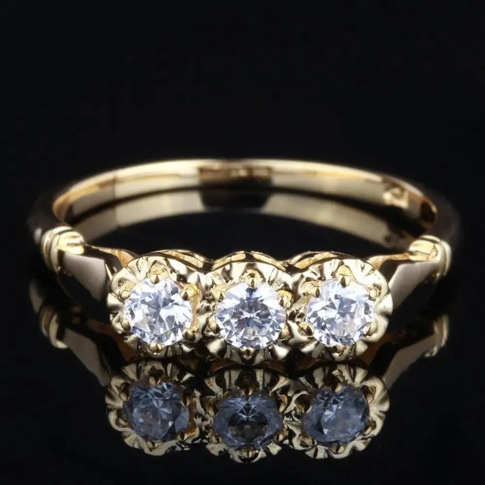 14k Yellow Gold Vintage / Unique Moissanite Ring 0.3ct Total