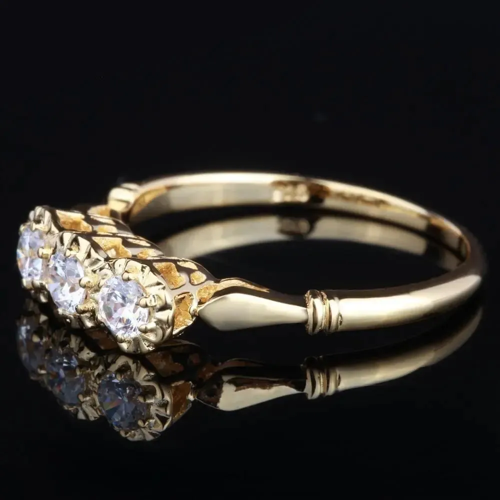 14k Yellow Gold Vintage / Unique Moissanite Ring 0.3ct Total