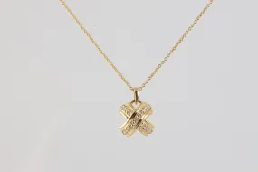 16" Tiffany & Co. 18k Yellow Gold Diamond Signature X Pendant Necklace (4.56g.)