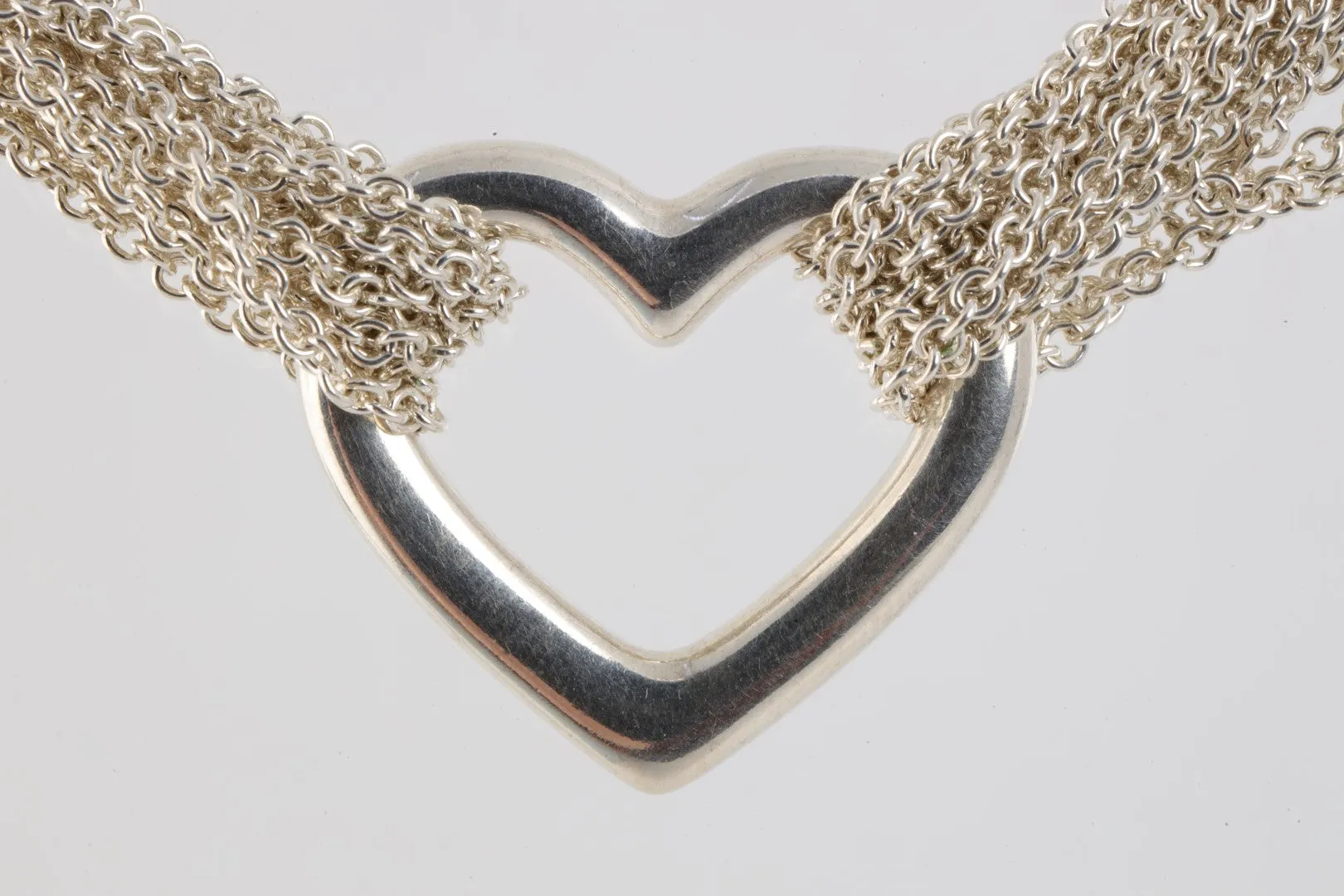 16" Tiffany & Co. 925 Silver Multi Chain Heart Necklace (51.91g.)