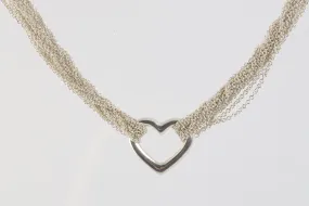 16" Tiffany & Co. 925 Silver Multi Chain Heart Necklace (51.91g.)