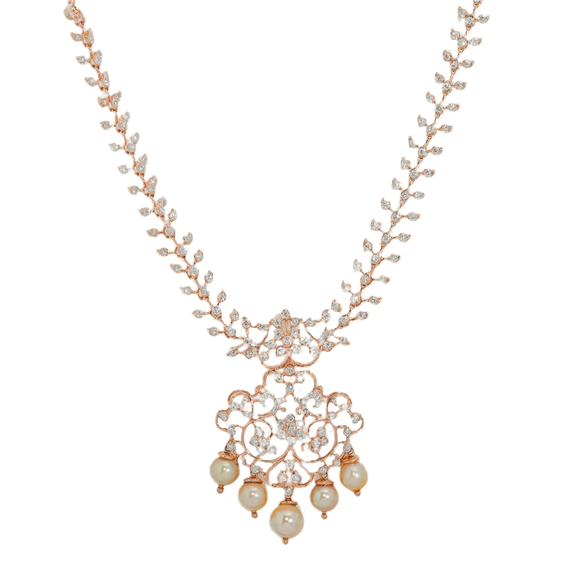 18K Rose Gold Necklace Set w/ 3.50ct Diamonds & Gems (30.6gm)