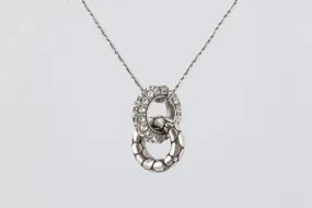 18" Brighton 925 Silver Pebble Pave Interlocking Rings Necklace (8.00g.)