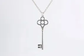 18" Tiffany & Co. 925 Silver Large Crown Key Pendant Necklace (16.38g.)