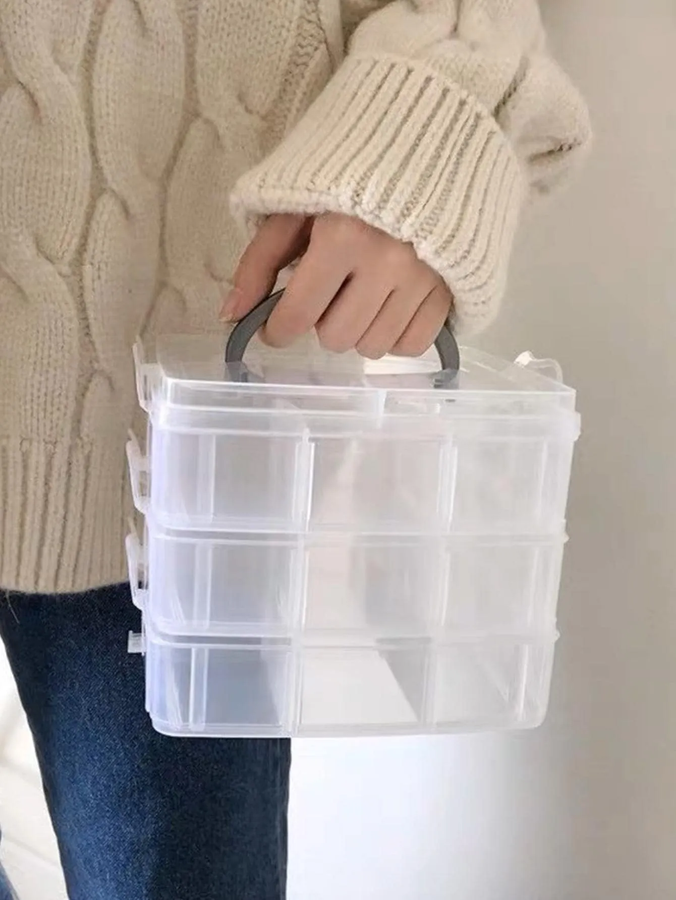 1pc Plastic Jewelry Box, Minimalist Clear Jewelry Storage Box For Home