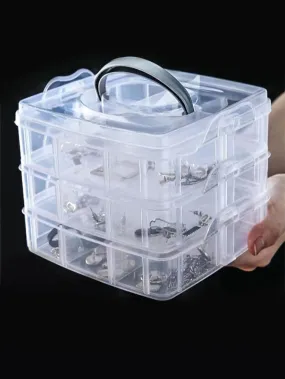 1pc Plastic Jewelry Box, Minimalist Clear Jewelry Storage Box For Home