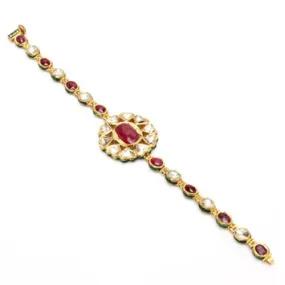 22k Gold Uncut Diamond and Ruby Zila Bracelet