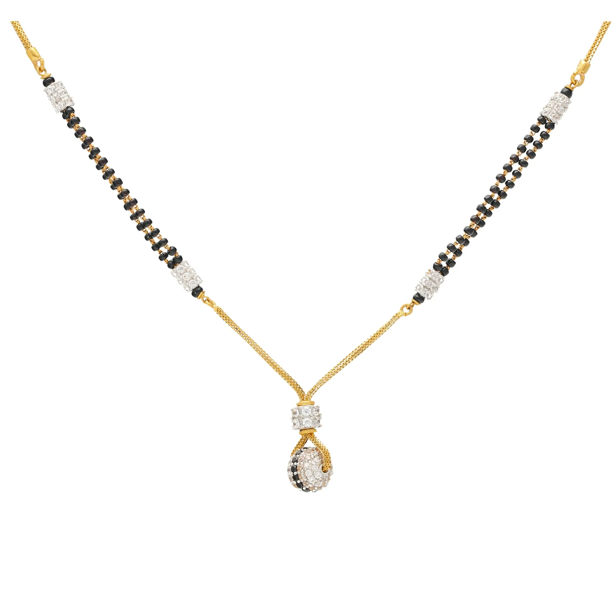 22K Multi-Tone Gold & CZ Mangalsutra Necklace (10.9gm)