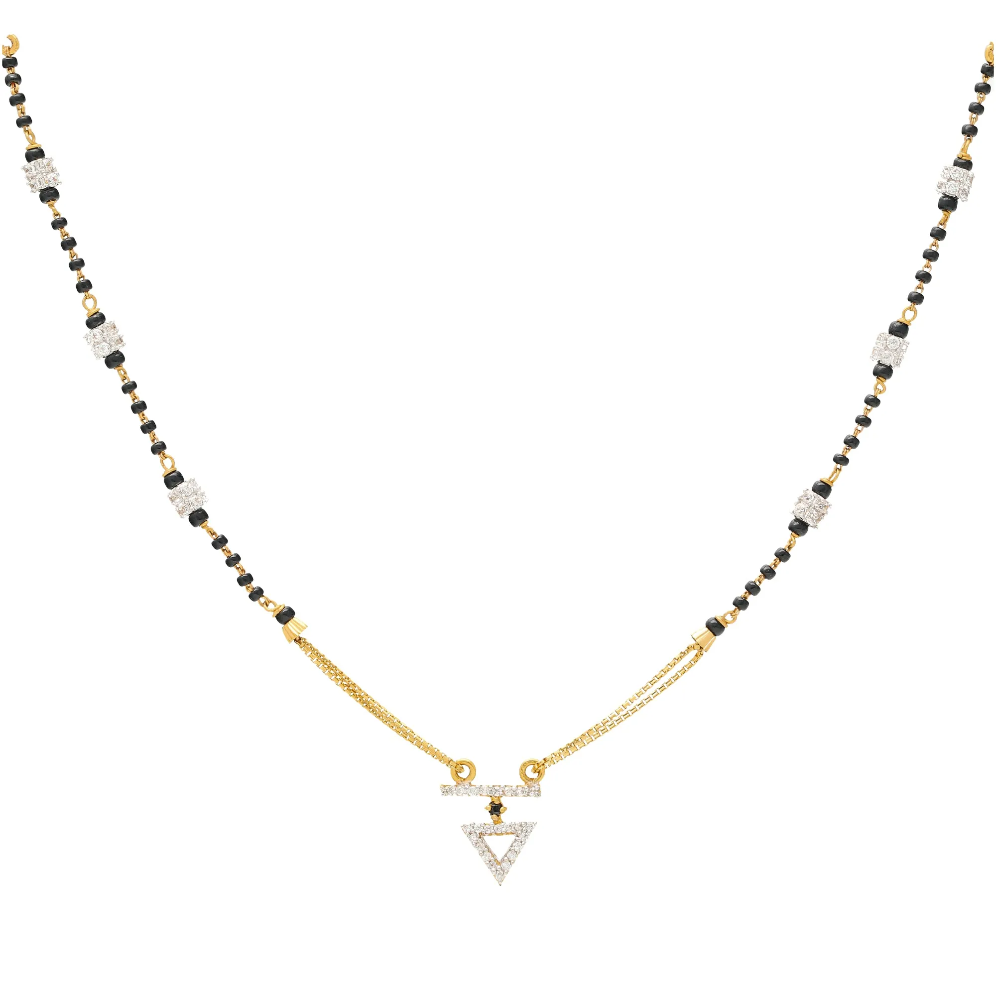 22K Multi-Tone Gold & CZ Mangalsutra Necklace (8.3gm)