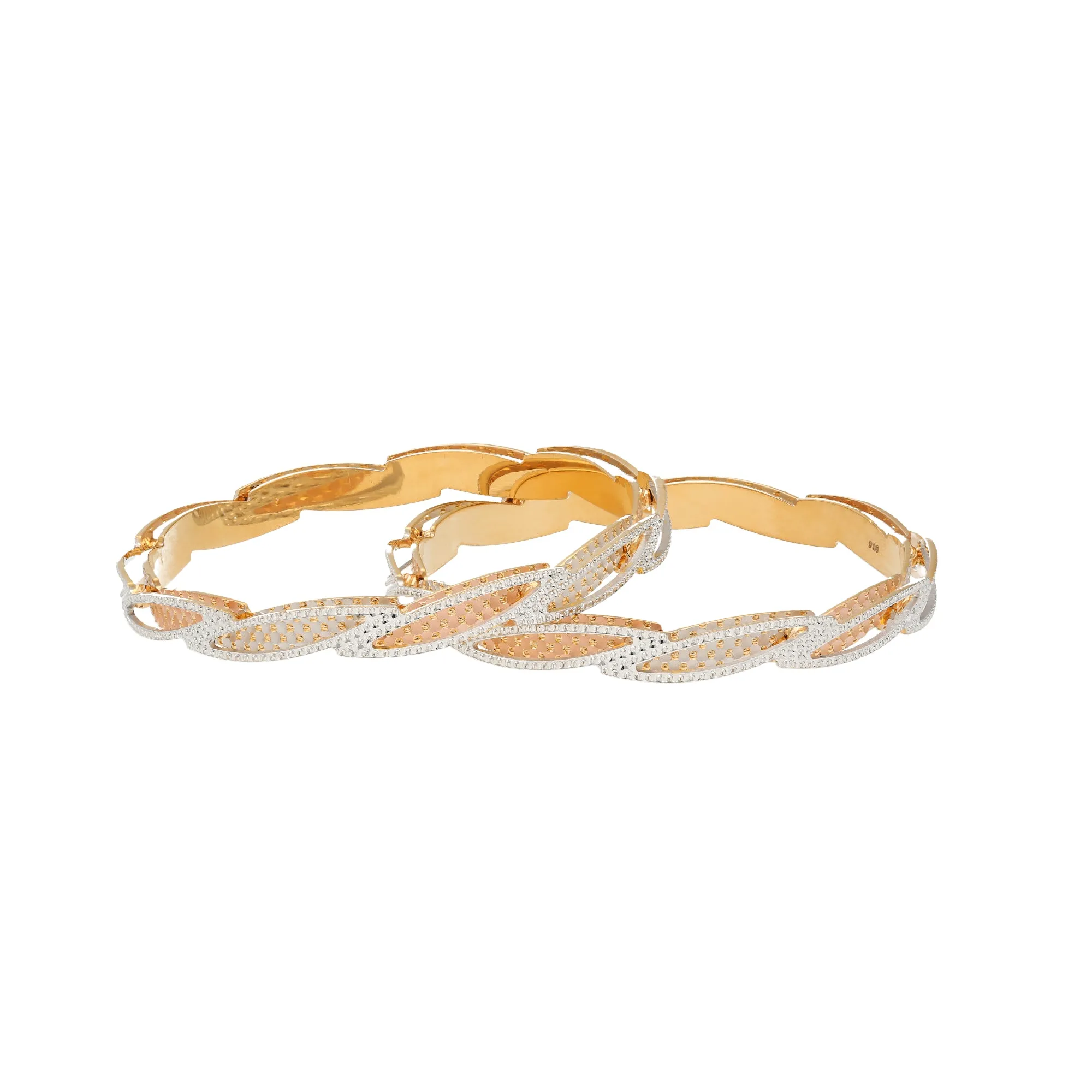 22K Rose & White Gold Bangle Set of 2 (58.8gm)