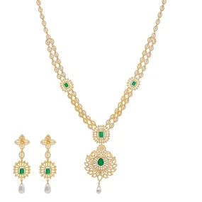 22K Yellow Gold & CZ Necklace Set (77.7gm)