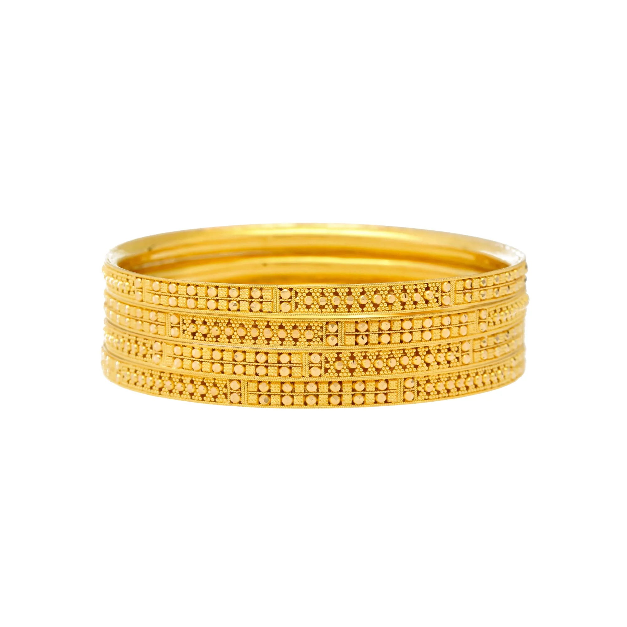 22K Yellow Gold Filigree Bangle Set of 6 (87.5gm)