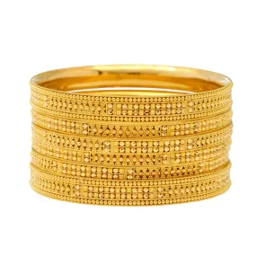 22K Yellow Gold Filigree Bangle Set of 6 (87.5gm)