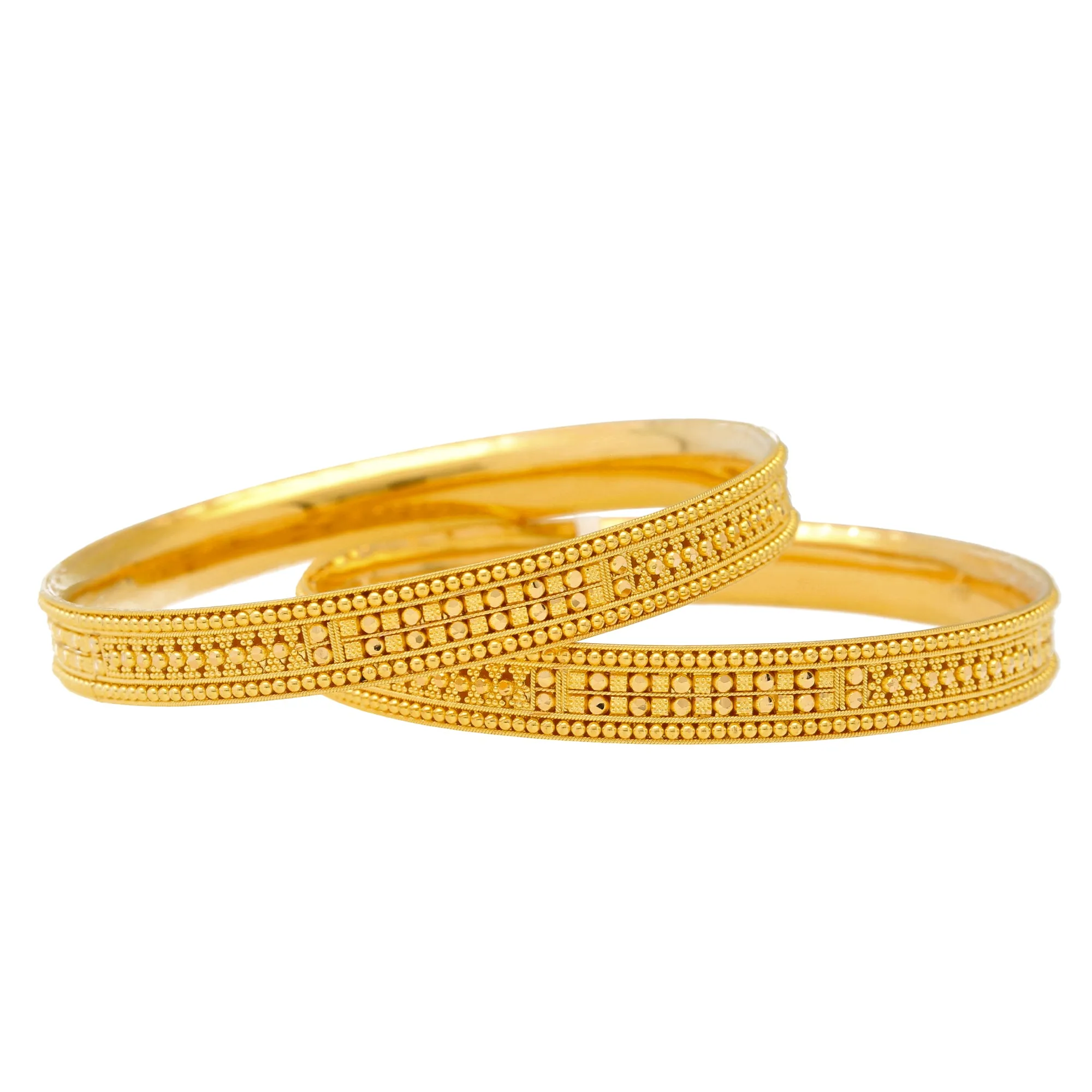 22K Yellow Gold Filigree Bangle Set of 6 (87.5gm)