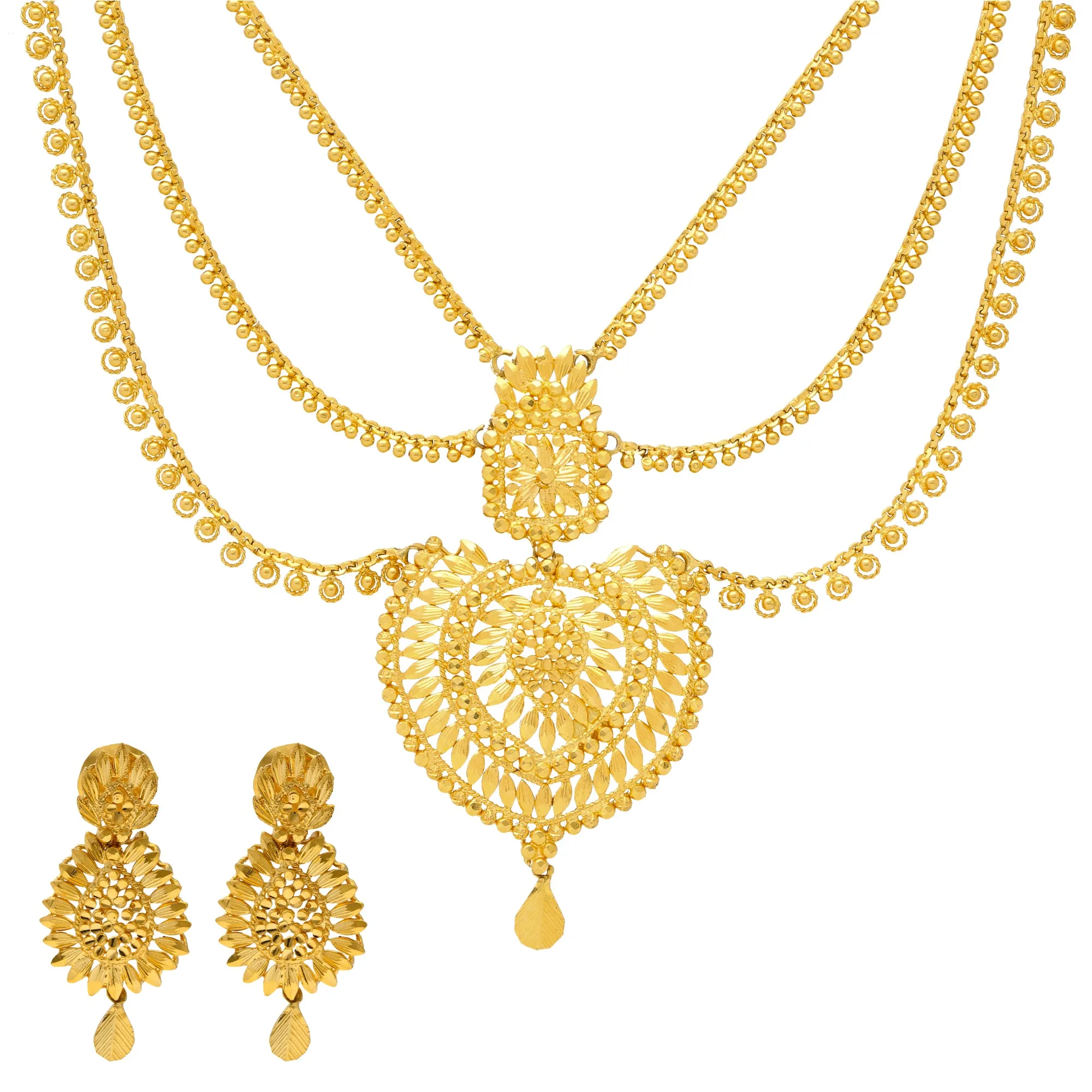 22K Yellow Gold Necklace Set (52.5gm)