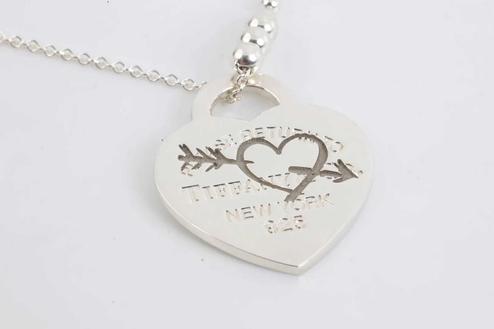 28.5" 925 Silver Return to Tiffany Heart & Arrow Etched Necklace (15.61g.)