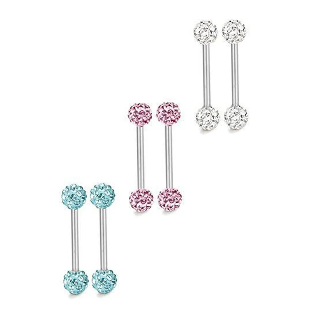 3-5 Pairs 14G Stainless Steel Piercing Navel Barbell Body Jewelry Piercing