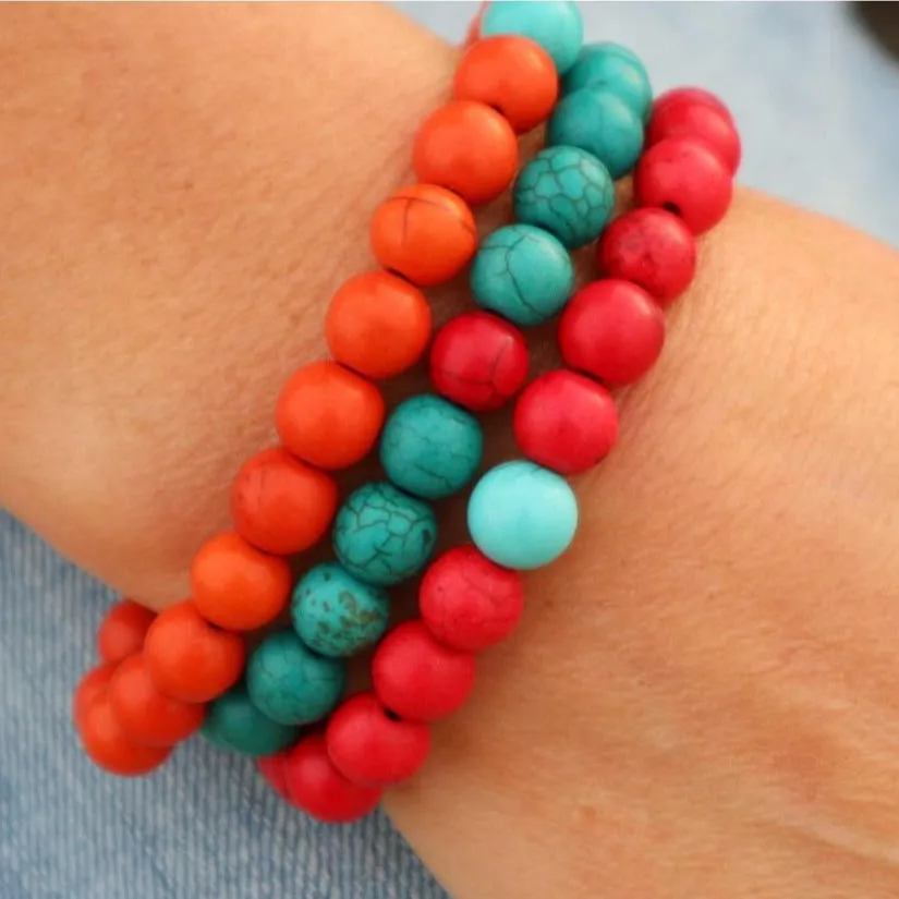 3 Wanderlust Turquoise Howlite Mala Bracelet Combo