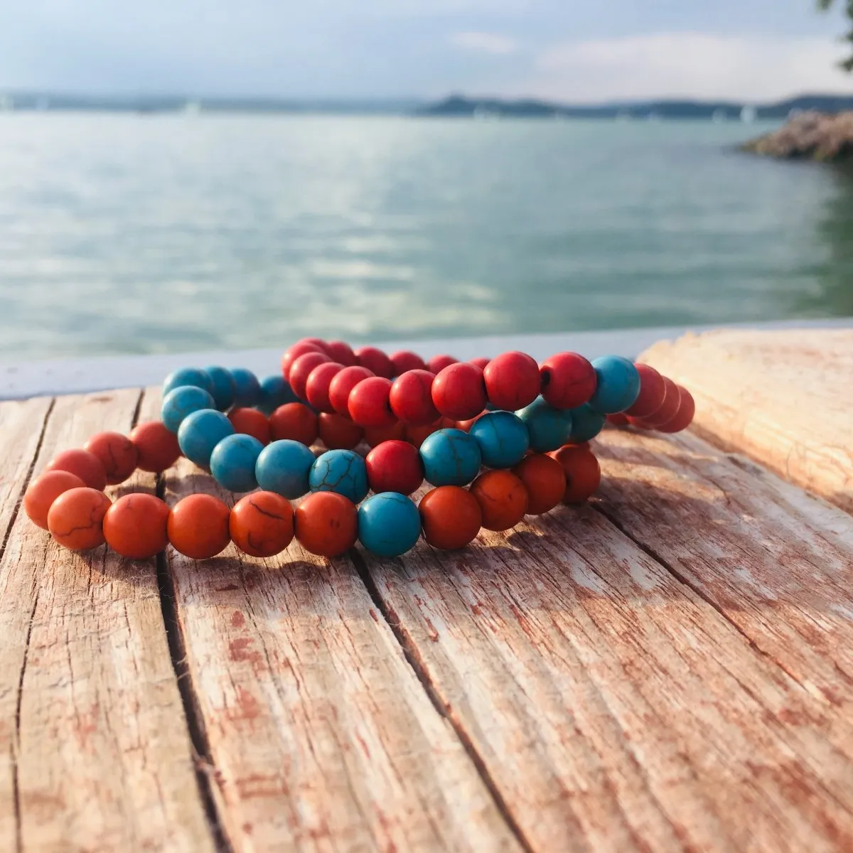 3 Wanderlust Turquoise Howlite Mala Bracelet Combo