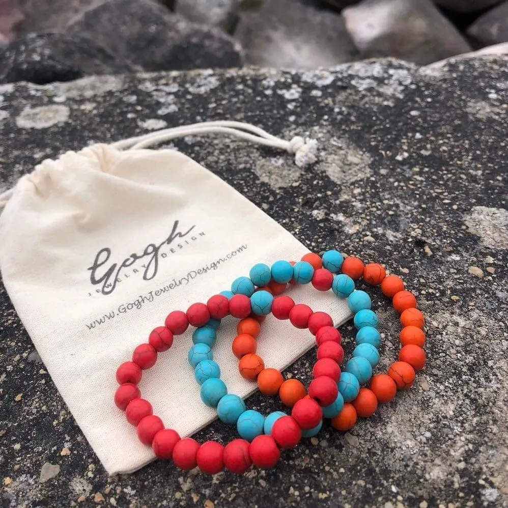 3 Wanderlust Turquoise Howlite Mala Bracelet Combo