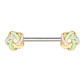 316L Stainless Steel Pastel Flower Pinwheel WildKlass Nipple Bar