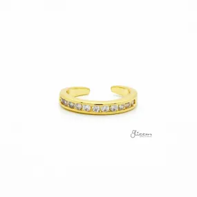 3mm CZ Paved Band Toe Ring - Gold