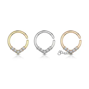 5 CZ Set V Shaped on Round Bendable Rings - Silver | Gold | Rose Gold