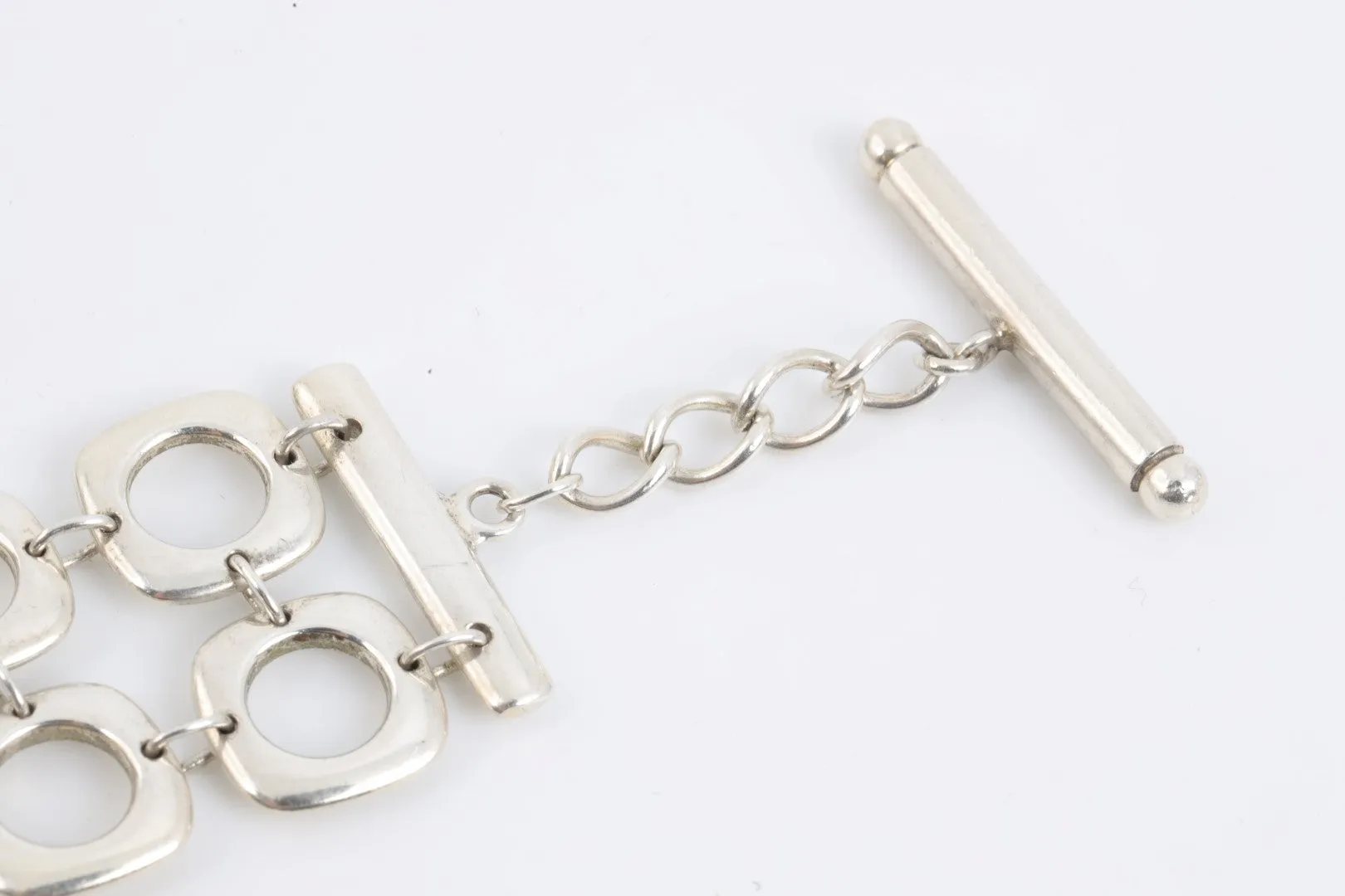 7.5" Tiffany & Co. 925 Silver Double Cushion Link Toggle Bracelet (36.88g.)