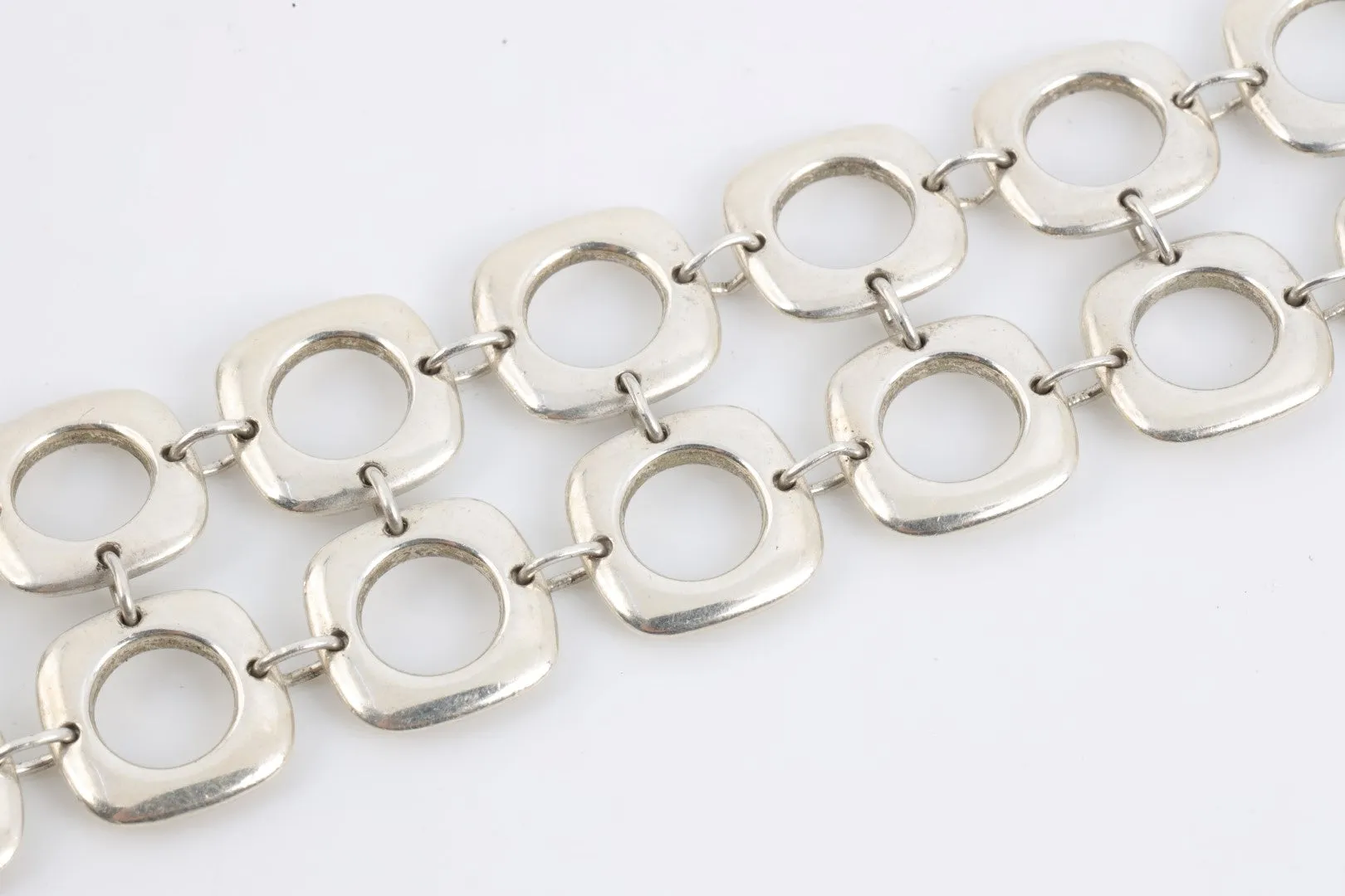 7.5" Tiffany & Co. 925 Silver Double Cushion Link Toggle Bracelet (36.88g.)