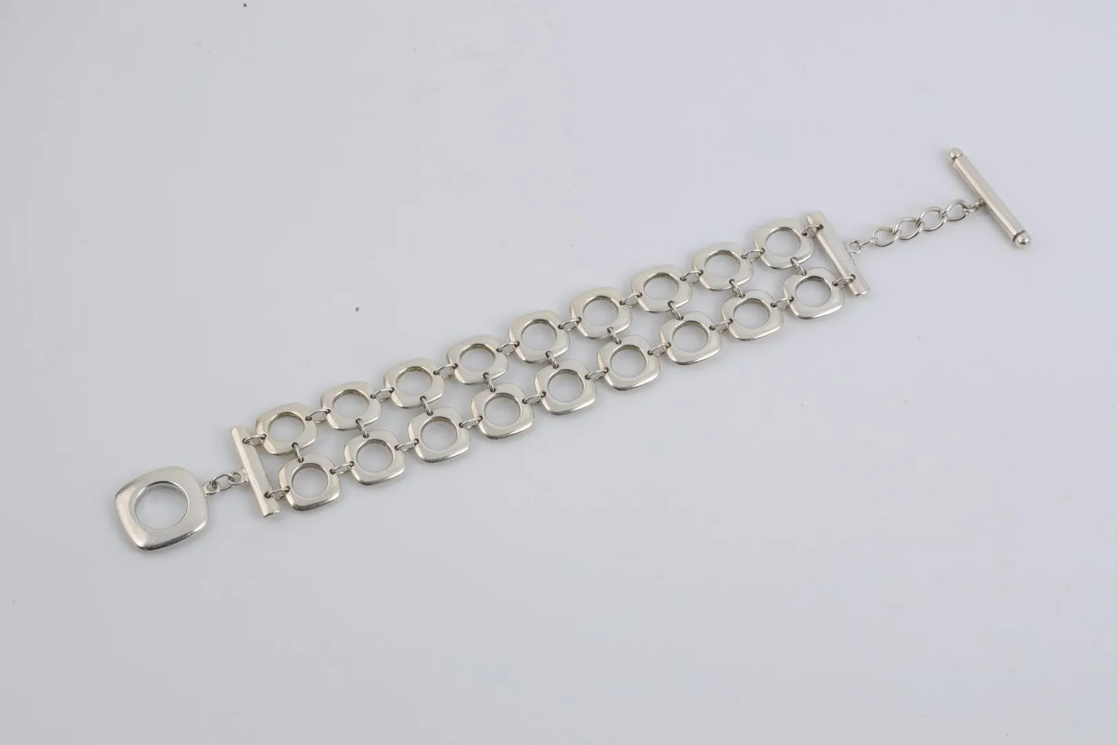 7.5" Tiffany & Co. 925 Silver Double Cushion Link Toggle Bracelet (36.88g.)