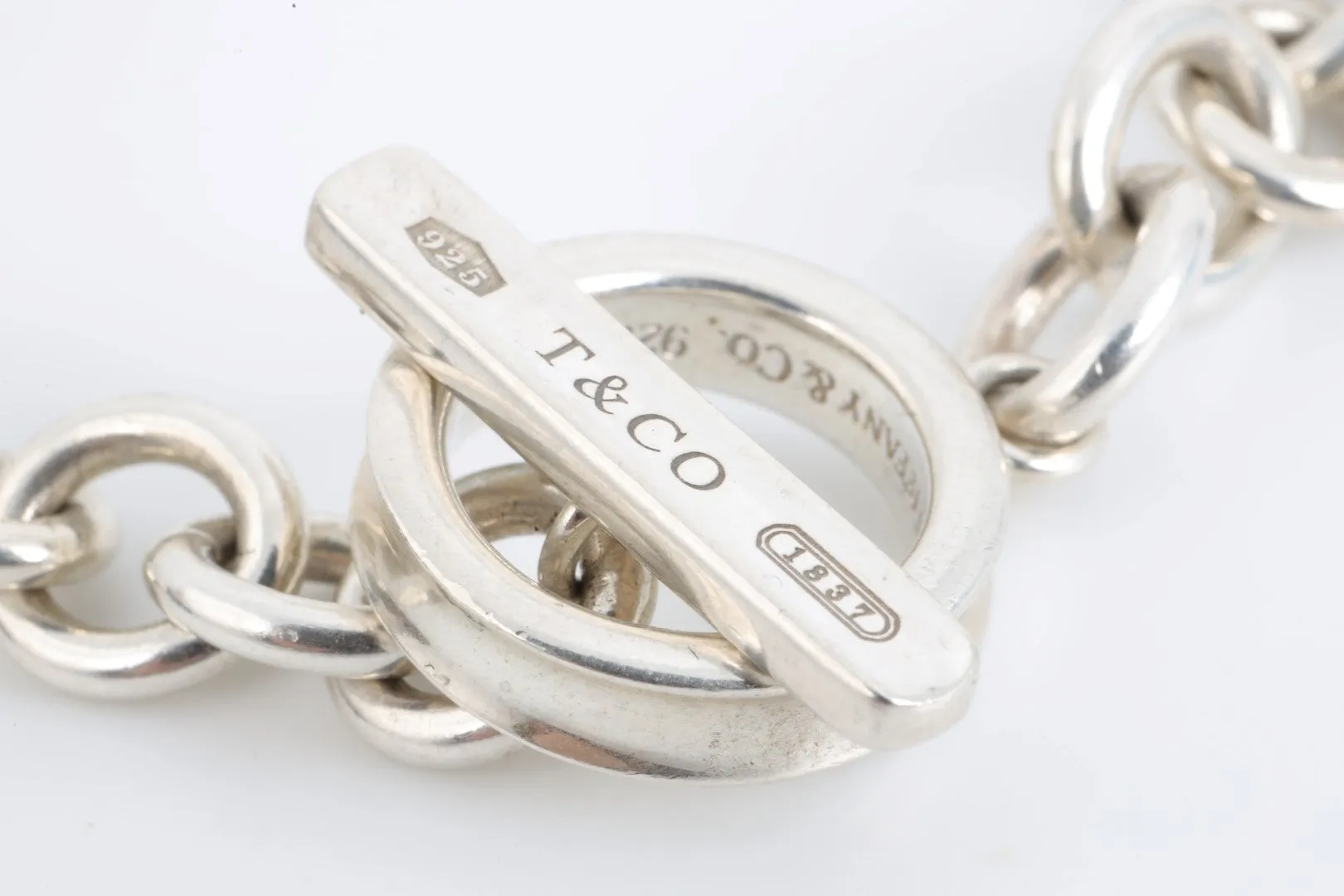 8" Tiffany & Co. 925 Silver 1837 Toggle Bracelet (36.15g.)