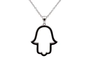 925 Silver Enamel Hamsa Necklace