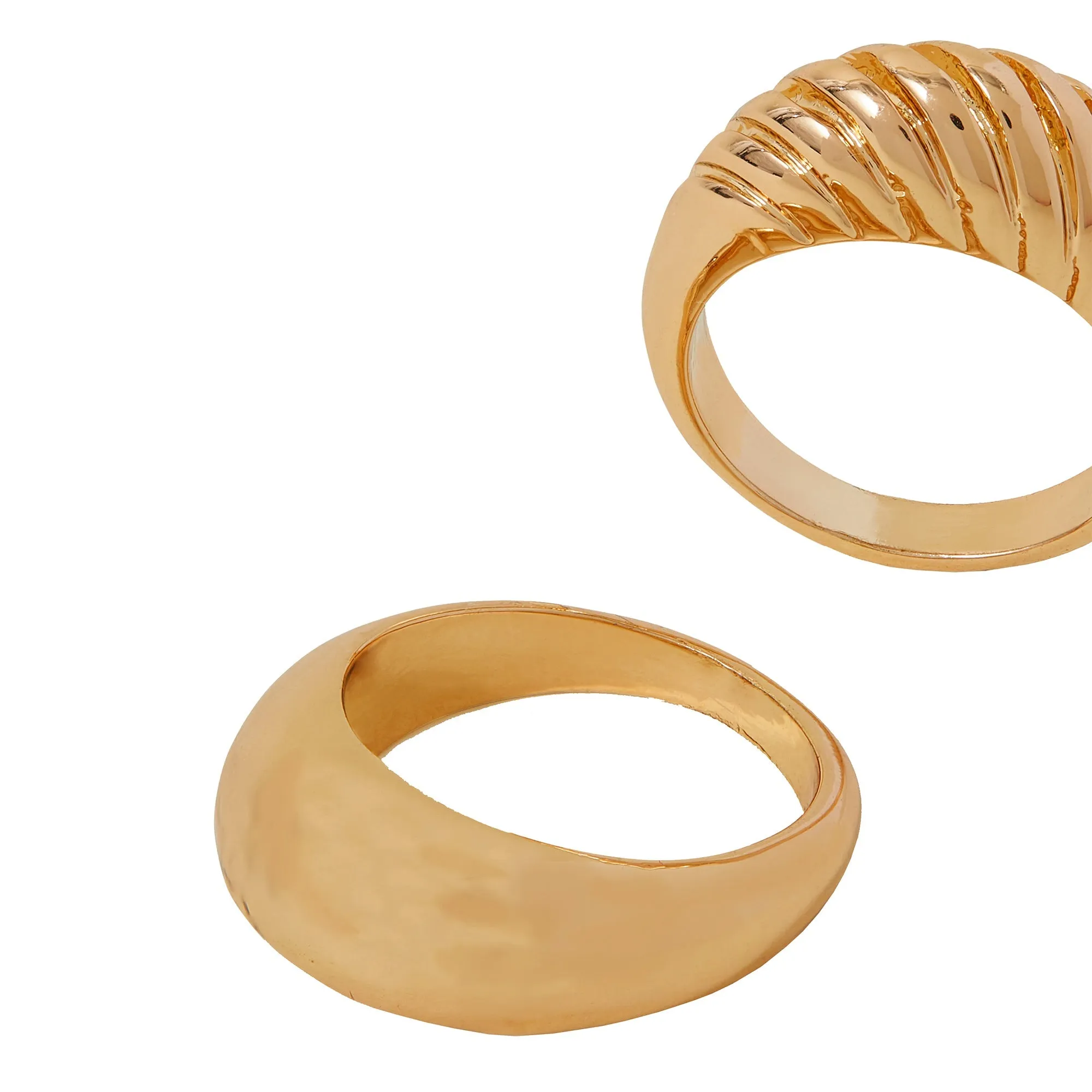 Accessorize London Women's  Gold Chunky Croissant Rings Set Of Two-Large