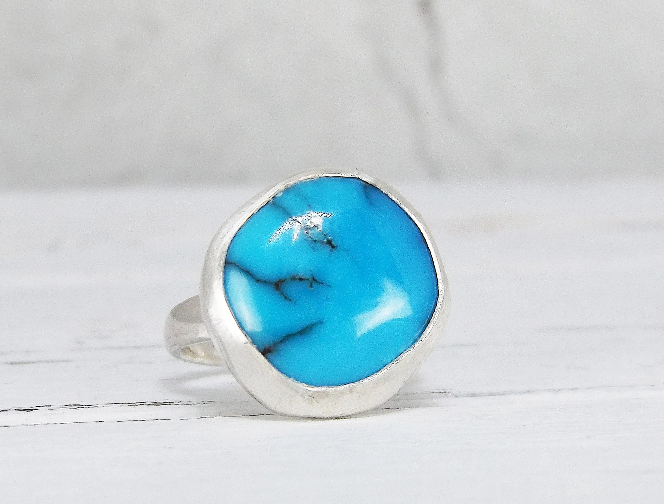 Adjustable Sterling Silver and Turquoise Ring