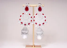 Alara Ruby Red & White Gold Statement Indian Jewelry Earrings Rose Gold - Jaipur Rose Modern Luxury Designer Indian Jewelry