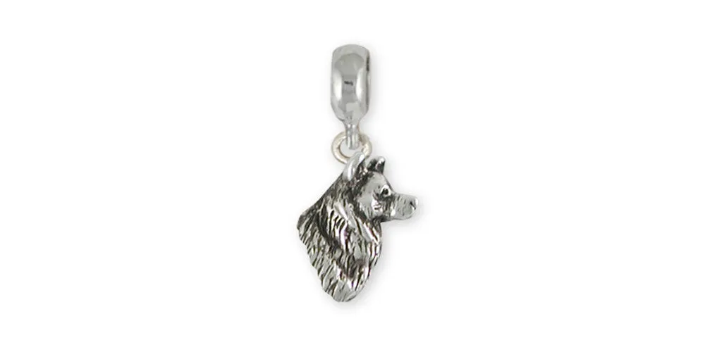 Alaskan Malamute Charm Slide Jewelry Sterling Silver Handmade Dog Charm Slide MAL2H-PNS