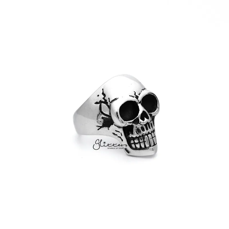 Antiqued Stainless Steel Classic Skull Head Casting Men's Rings