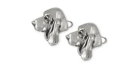 Basset Hound Cufflinks Jewelry Sterling Silver Handmade Dog Cufflinks BAS7-CL