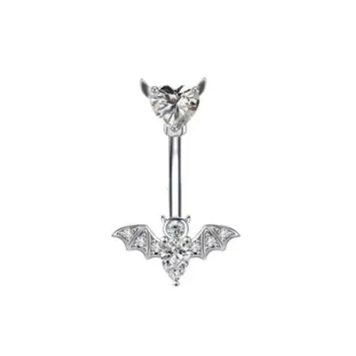 Belly Ring - Bat Horns Heart